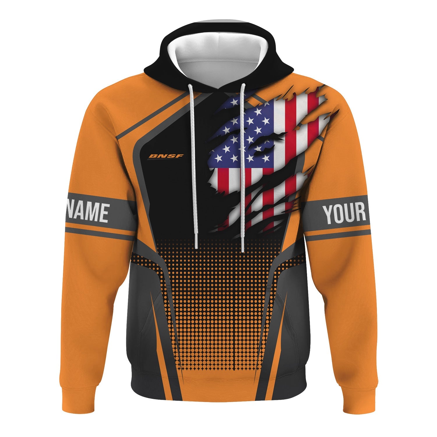 Railspirit Personalized BNSF Railway Hoodie American Eagle Vintage Train Zip Up Hoodie