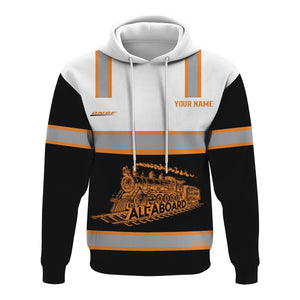 Railspirit Custom Name BNSF Railway Hoodie Eat Train Sleep Repeat Printed Train Zip Hoodie