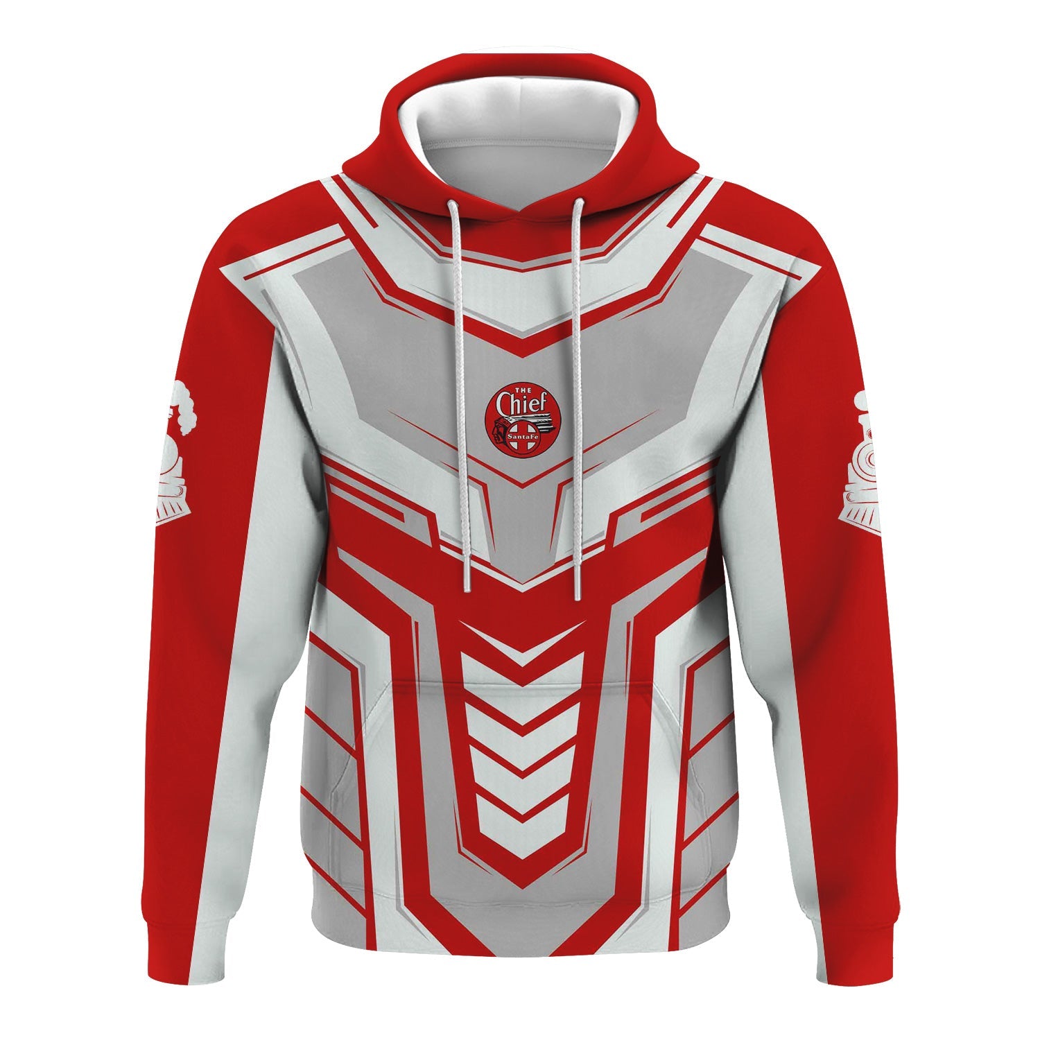 Railspirit Personalized The Chief Santa Fe Railroad Hoodie Armor-Inspired Design Train Zip Up Hoodie All Over Print