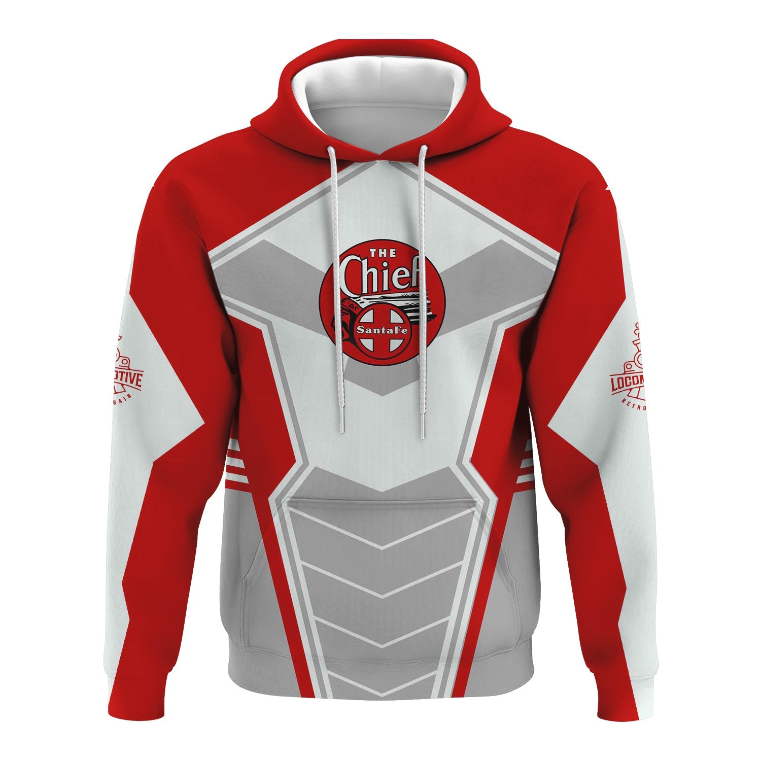 Railspirit Personalized The Chief Santa Fe Railroad Hoodie Engine-Inspired Style Train Zip Up Hoodie for Railroad Fanatic