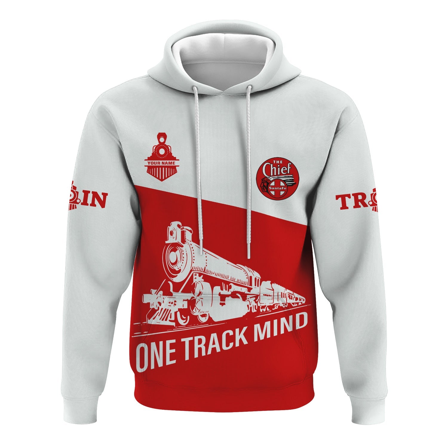 Railspirit Custom Name The Chief Santa Fe Railroad Hoodie One Track Mind Printed Zip Hoodie