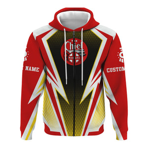 Railspirit Personalized The Chief Santa Fe Railroad Hoodie Lightning Graphic Style Zip Up Hoodie Gift Idea For Train Lover