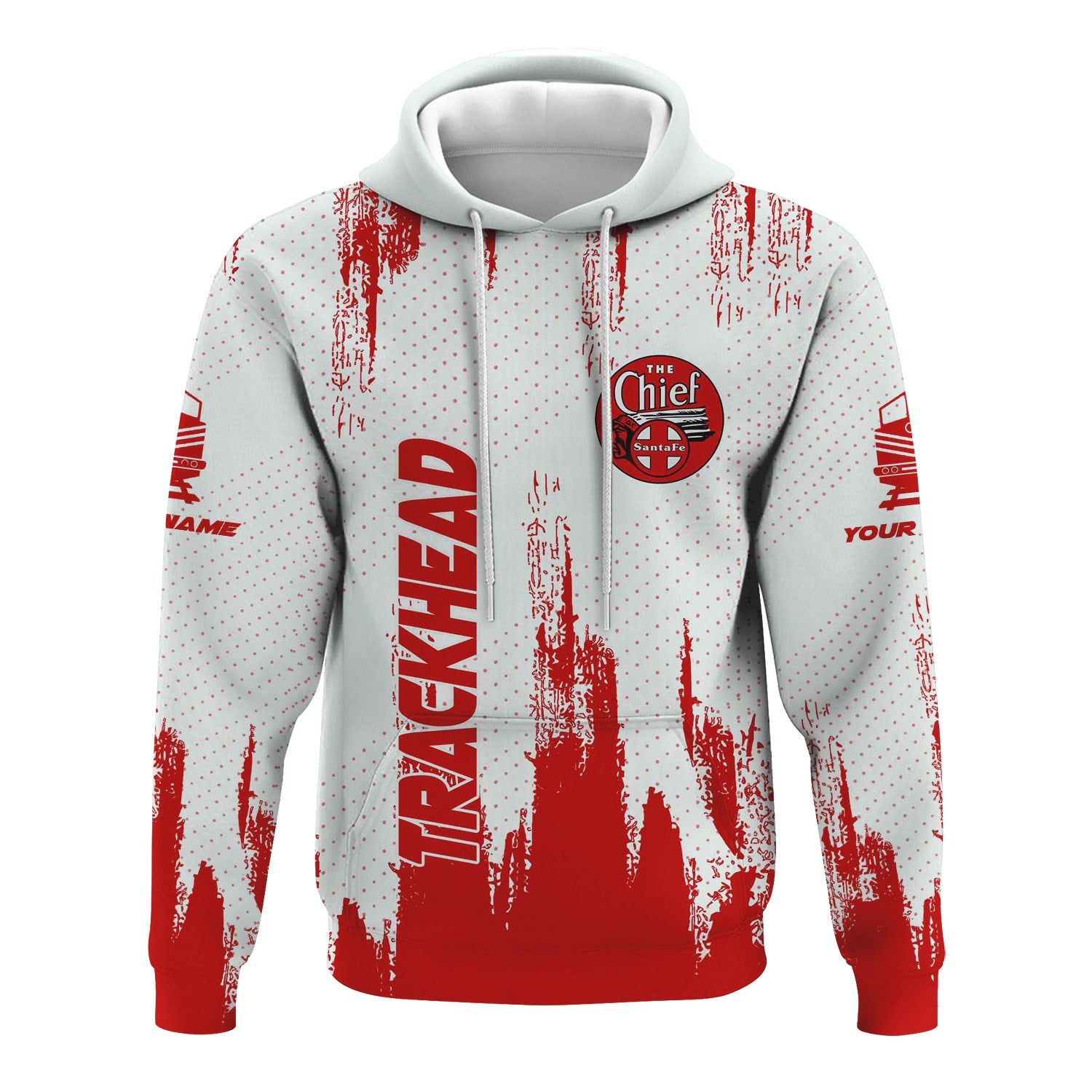Railspirit Personalized The Chief Santa Fe Railroad Hoodie Paint Impact Design Train Zip Up Hoodie for Trackhead
