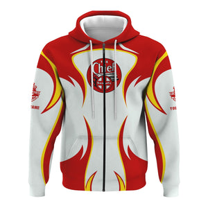 Railspirit Personalized The Chief Santa Fe Railroad Hoodie Distinctive Flame Style Zip Up Hoodie For Steam Engine Addict