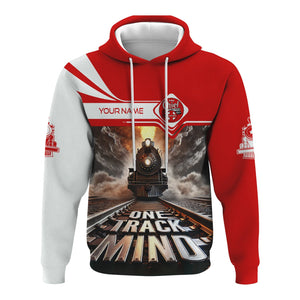 Railspirit Personalized The Chief Santa Fe Railroad Hoodie One Track Mind Train Printed ZIp Up Hoodie