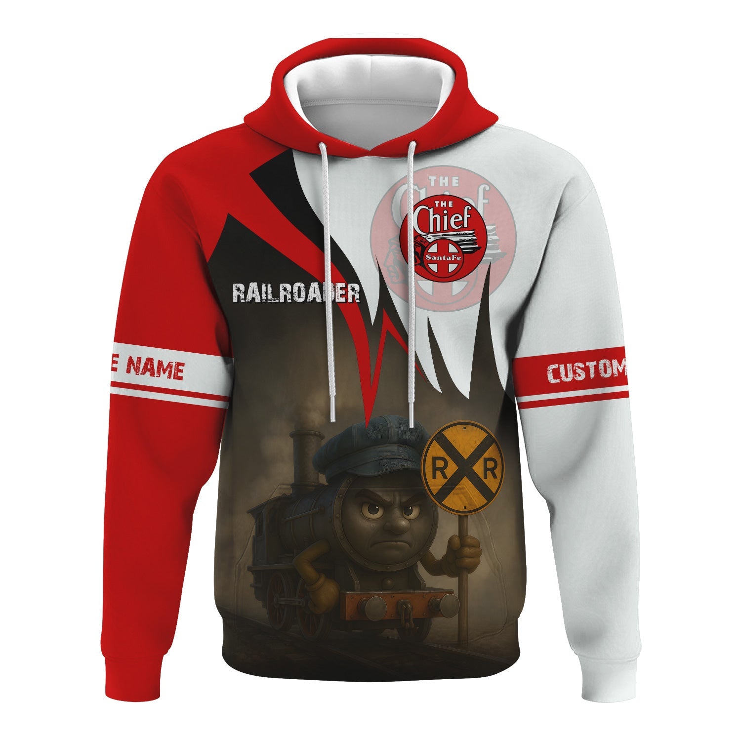 Railspirit Personalized The Chief Santa Fe Railroad Hoodie Angry Train Hoodie Gift Idea For Train Lover
