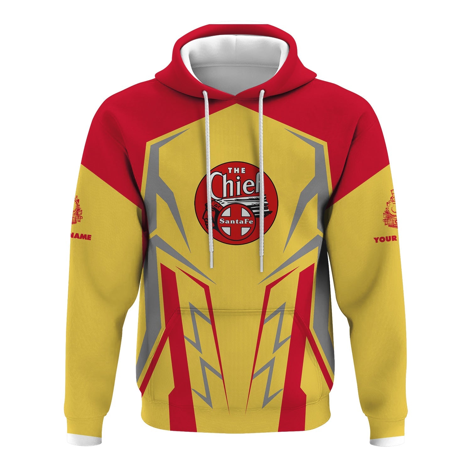 Railspirit Personalized The Chief Santa Fe Railroad Hoodie Futuristic Design with Custom Job Train Zip Up Hoodie