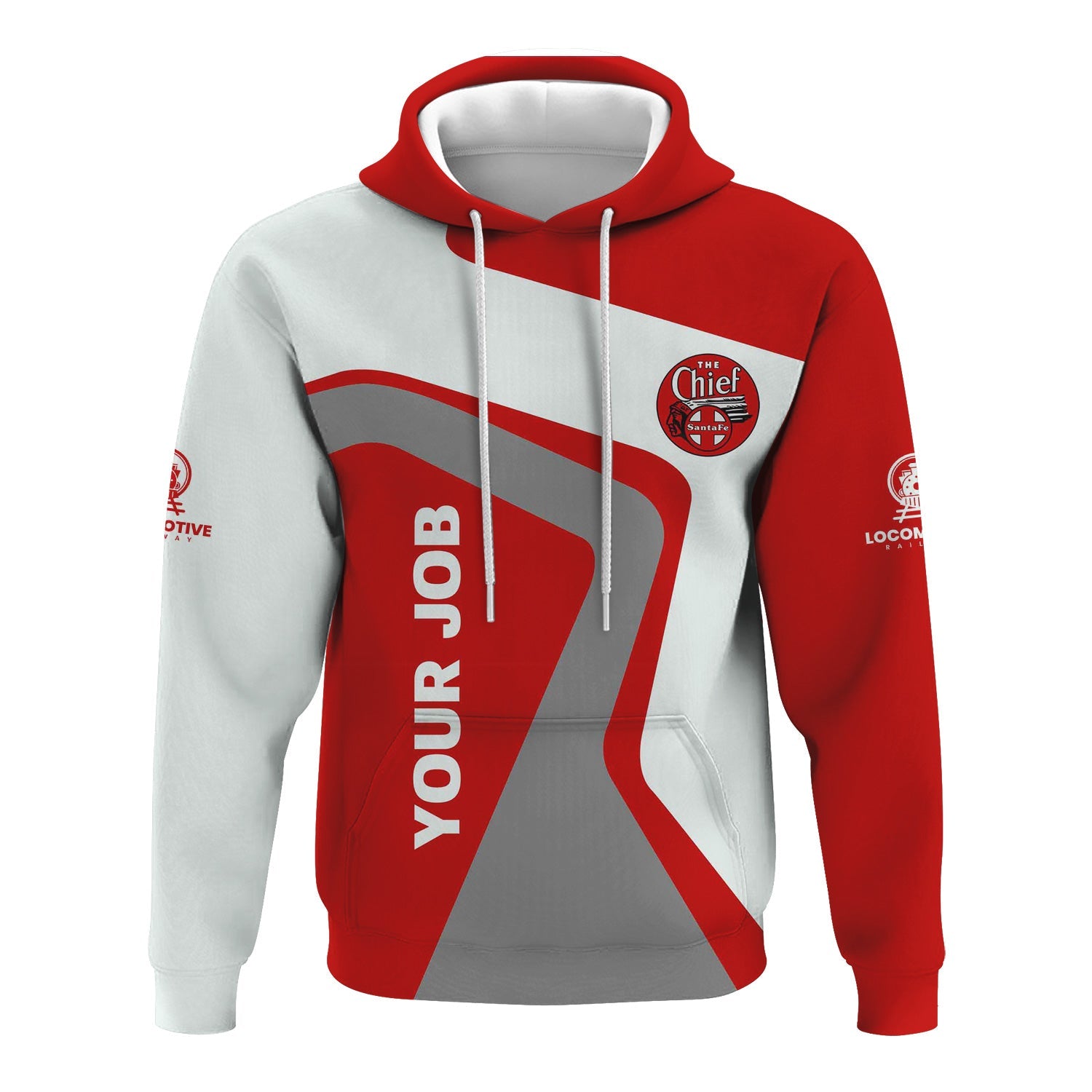 Railspirit Personalized The Chief Santa Fe Railroad Hoodie Unique Design with Custom Job Position Train Zip Up Hoodie