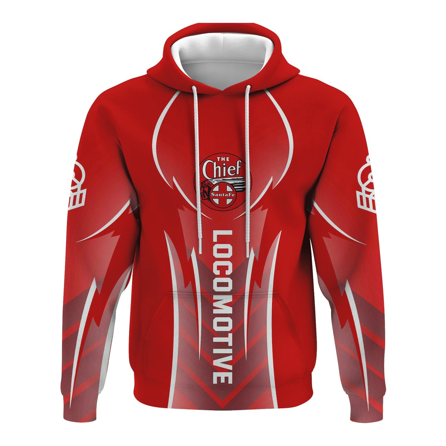 Railspirit Personalized The Chief Santa Fe Railroad Hoodie Striking Line Style Train Zip Up Hoodie For Locomotive Lovers