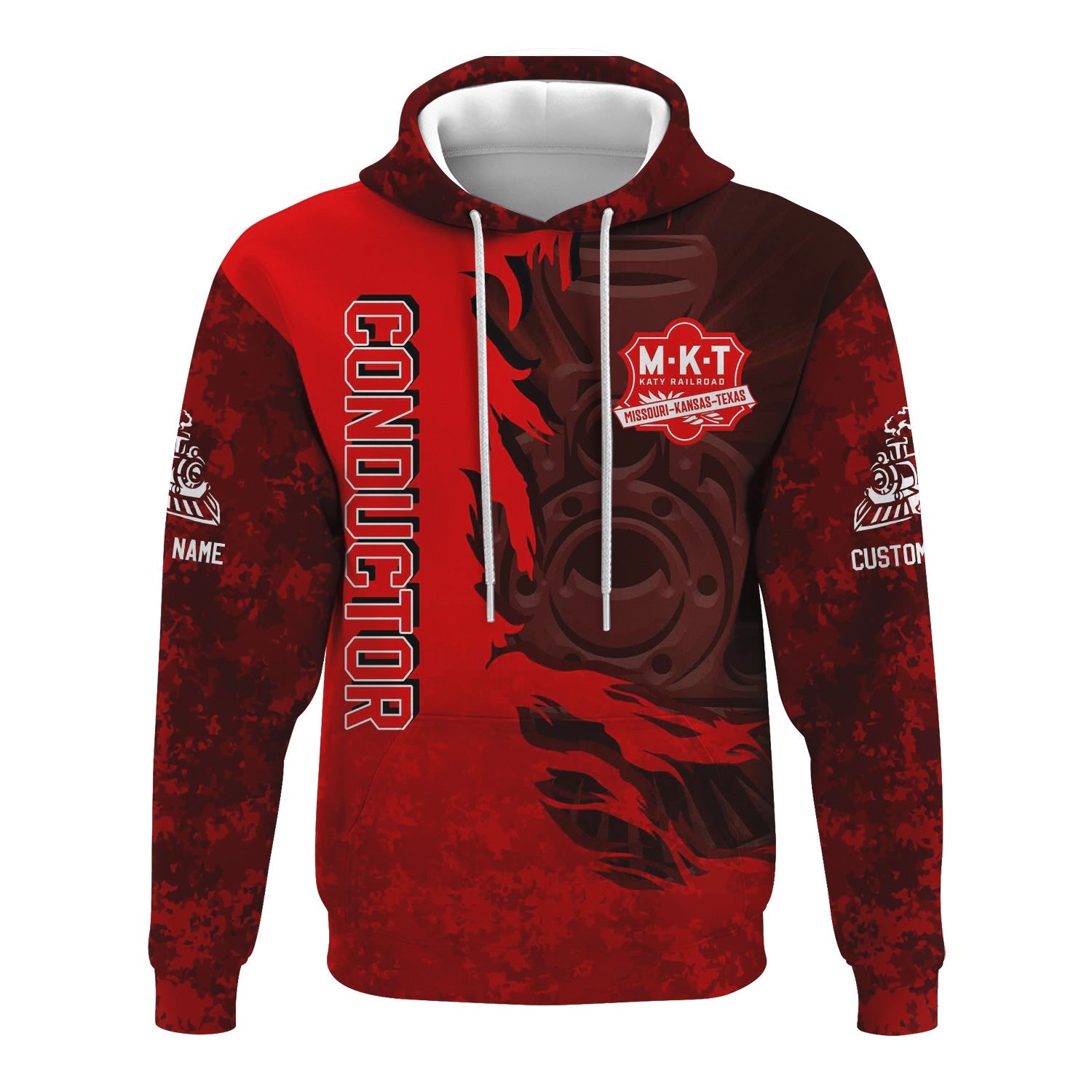 Railspirit Personalized Katy Railroad Hoodie Blazing Style with Custom Position Train Zip Up Hoodie