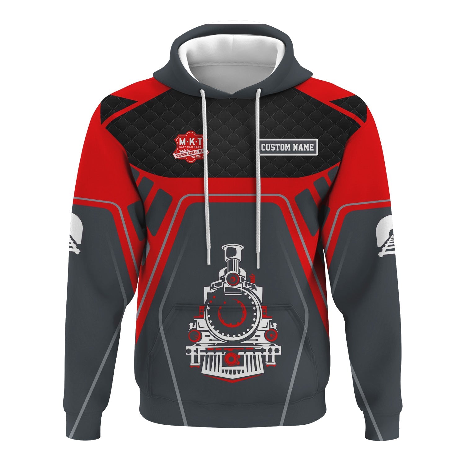 Railspirit Personalized Katy Railroad Hoodie Steam Locomotive Engine Graphic Train Zip Up Hoodie All Over Print