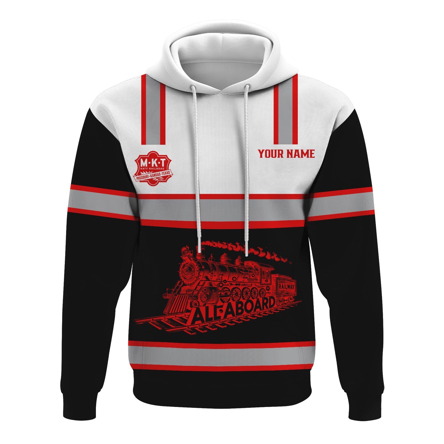 Railspirit Custom Name Katy Railroad Hoodie Eat Train Sleep Repeat Printed Train Zip Hoodie
