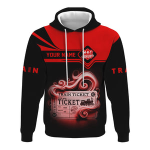 Railspirit Custom Name Katy Railroad Hoodie American Train Ticket Printed Zip Hoodie