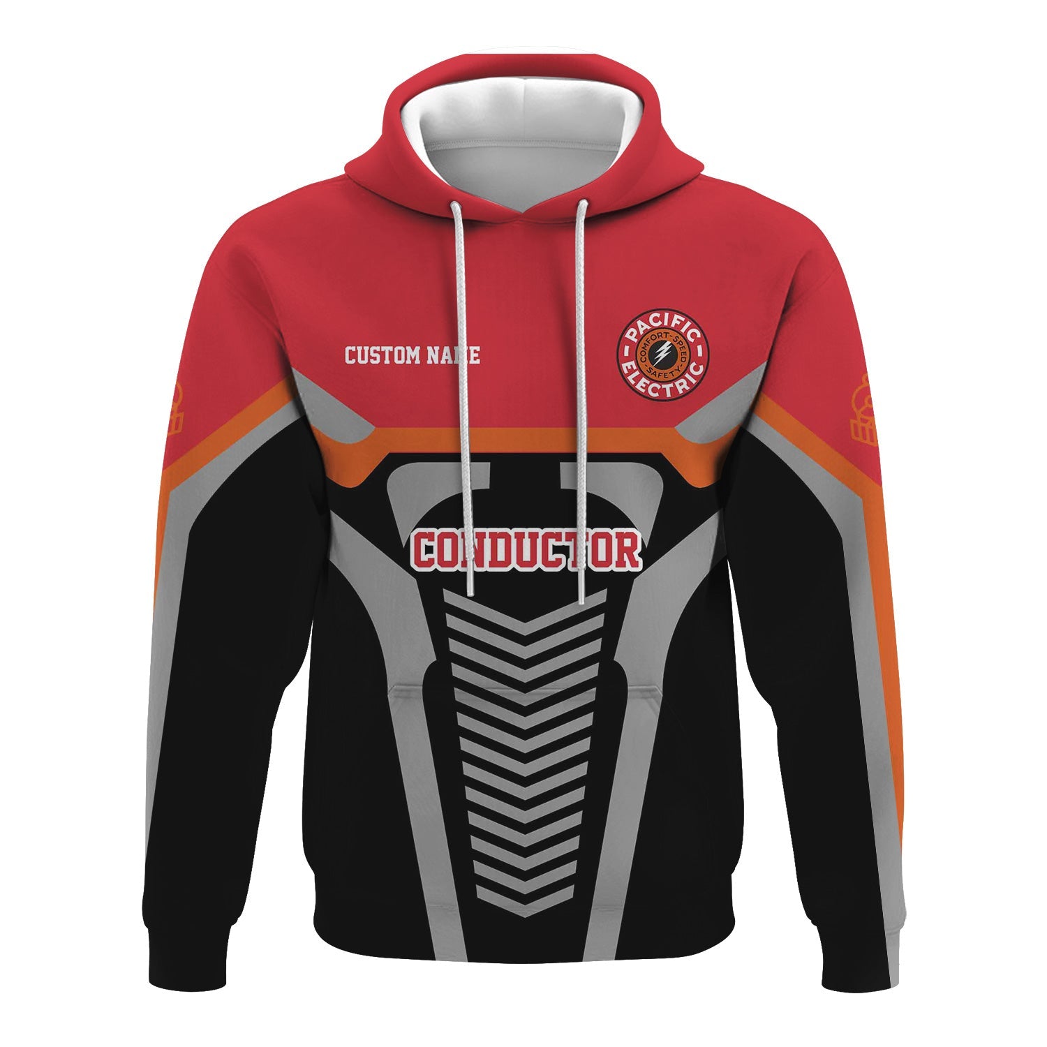 Railspirit Personalized Pacific Electric Railroad Hoodie Track-Inspired with Custom Job Position Train Zip Up Hoodie