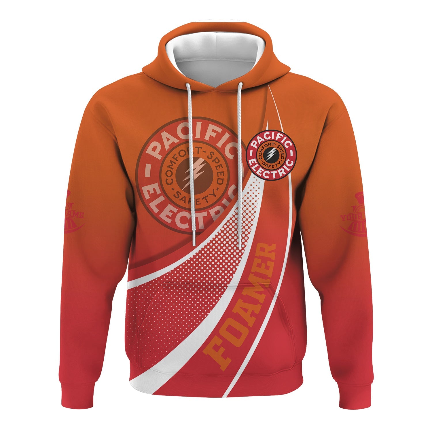 Railspirit Personalized Pacific Electric Railroad Hoodie Railway-Themed Style Zip Up Hoodie Gift Idea For Trainspotter