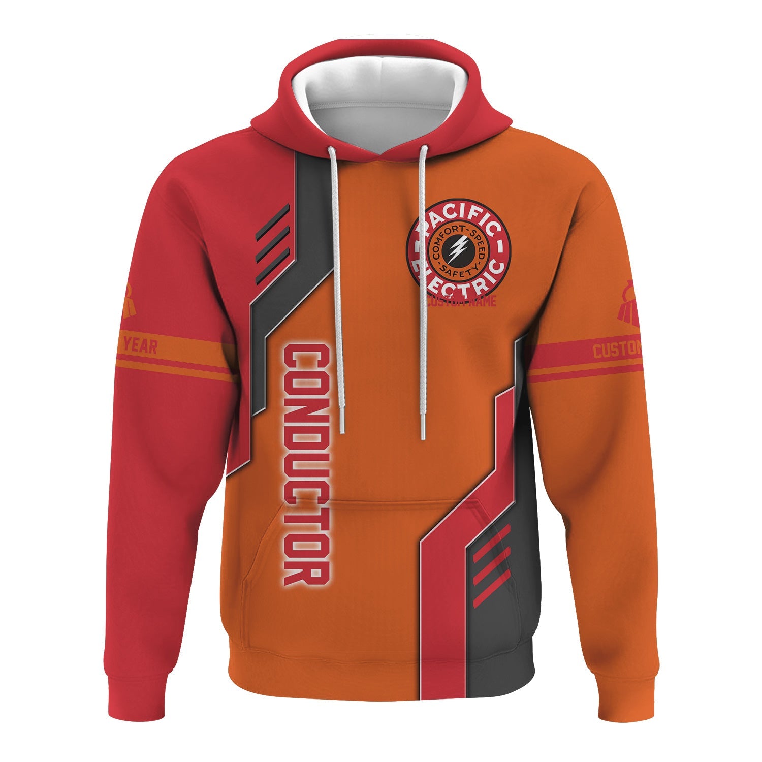 Railspirit Personalized Pacific Electric Railroad Hoodie Unique Railway Style with Custom Job Train Zip Up Hoodie