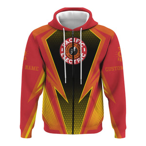 Railspirit Personalized Pacific Electric Railroad Hoodie Lightning Graphic Style Zip Up Hoodie Gift Idea For Train Lover