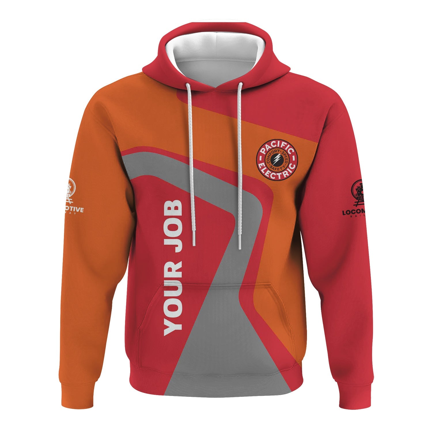 Railspirit Personalized Pacific Electric Railroad Hoodie Unique Design with Custom Job Position Train Zip Up Hoodie