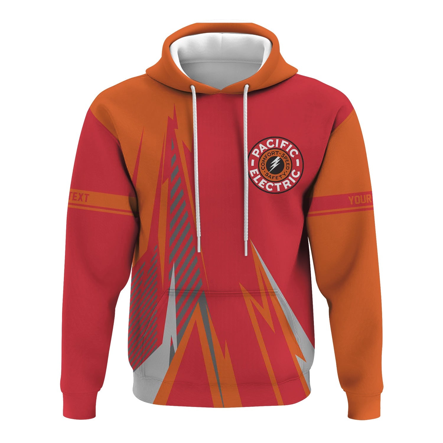 Railspirit Personalized Pacific Electric Railroad Hoodie Lightning-Inspired Railway Style Zip Up Hoodie For Train Lovers