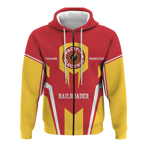 Railspirit Personalized Pacific Electric Railroad Hoodie Custom Year Railroader Zip Up Hoodie Gift Idea For Train Lover