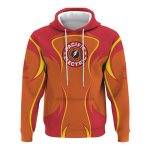 Railspirit Personalized Pacific Electric Railroad Hoodie Distinctive Flame Style Zip Up Hoodie For Steam Engine Addict