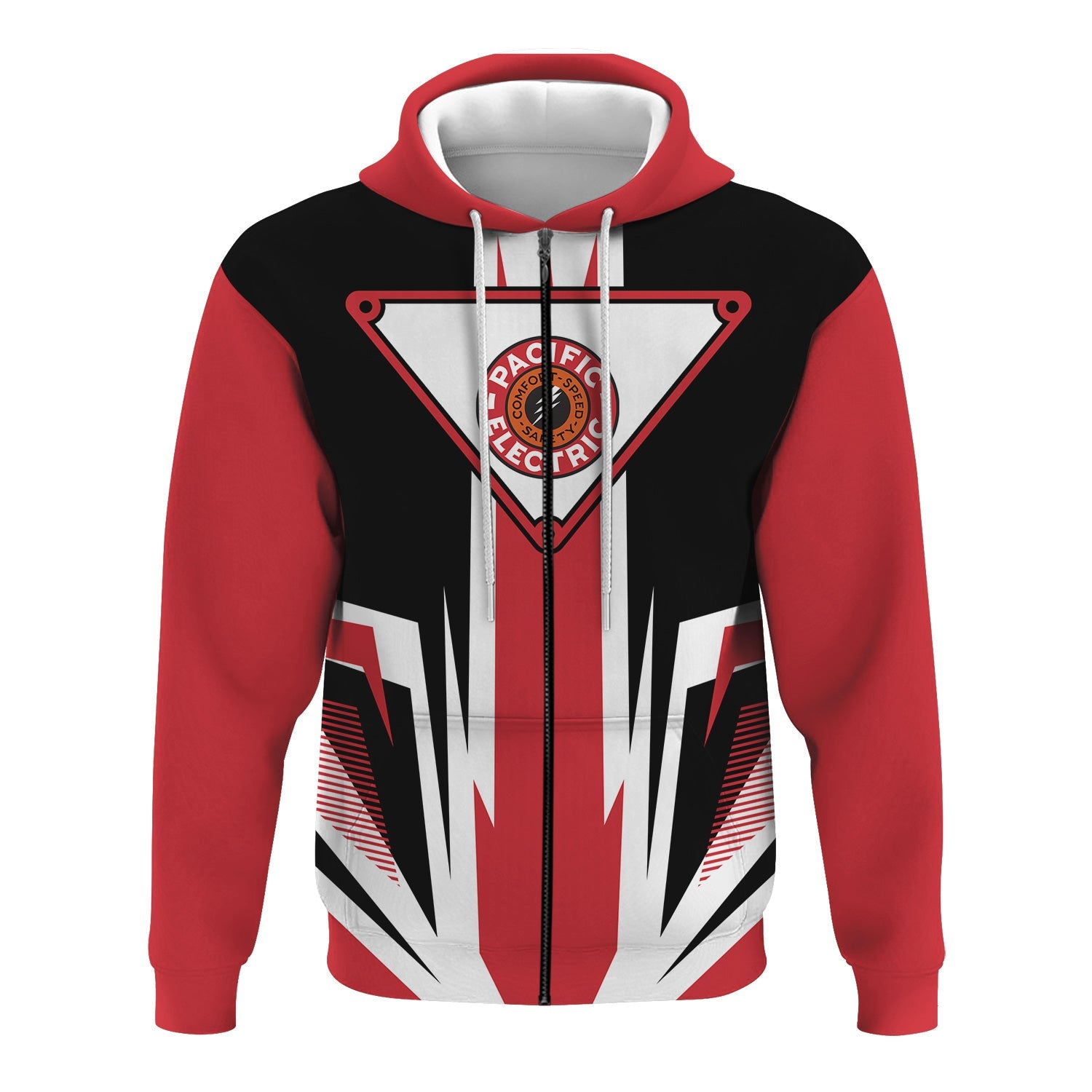 Railspirit Pacific Electric Railroad Hoodie Bold Graphic Style All Over Printed Zip Up Hoodie