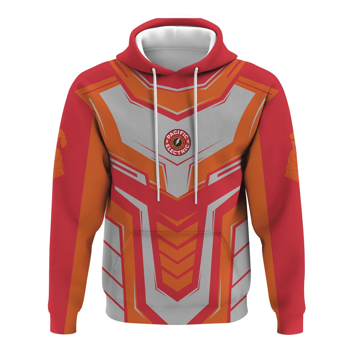 Railspirit Personalized Pacific Electric Railroad Hoodie Armor-Inspired Design Train Zip Up Hoodie All Over Print