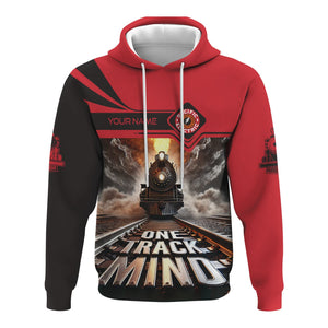 Railspirit Personalized Pacific Electric Railroad Hoodie One Track Mind Train Printed ZIp Up Hoodie