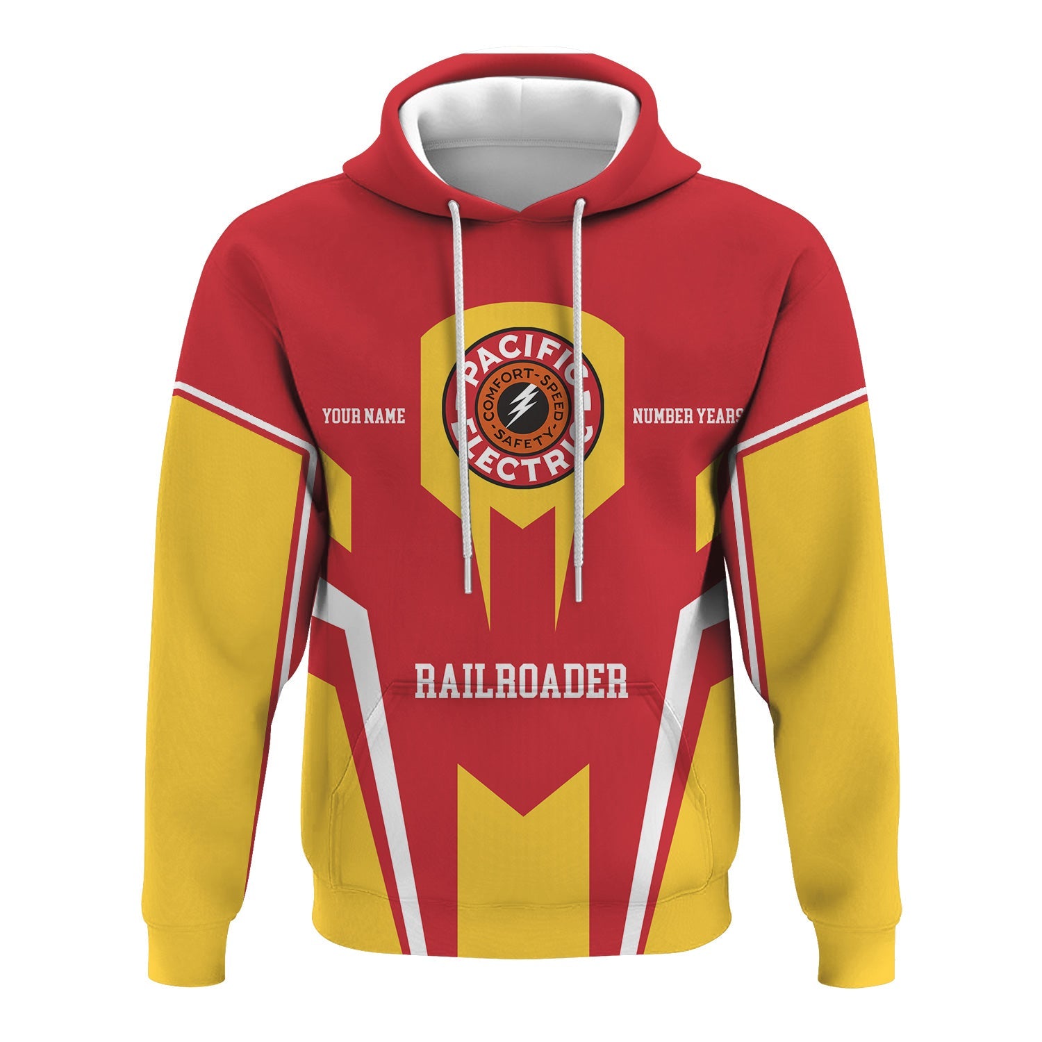 Railspirit Personalized Pacific Electric Railroad Hoodie Custom Year Railroader Zip Up Hoodie Gift Idea For Train Lover