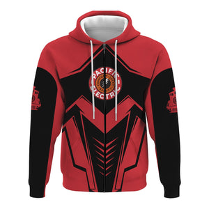 Railspirit Personalized Pacific Electric Railroad Hoodie Railway Trainspotter Style Zip Up Hoodie Gift Idea For Foamers