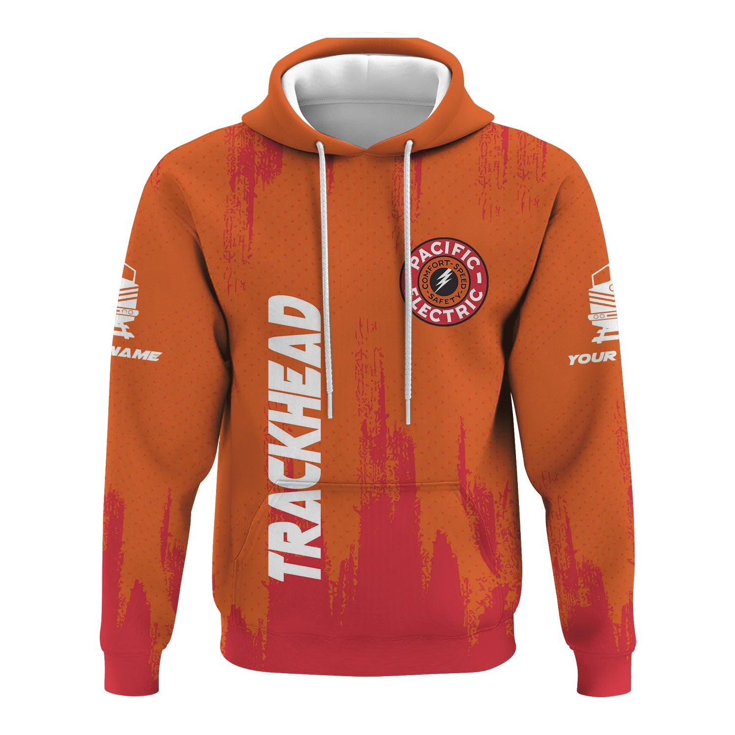 Railspirit Personalized Pacific Electric Railroad Hoodie Paint Impact Design Train Zip Up Hoodie for Trackhead