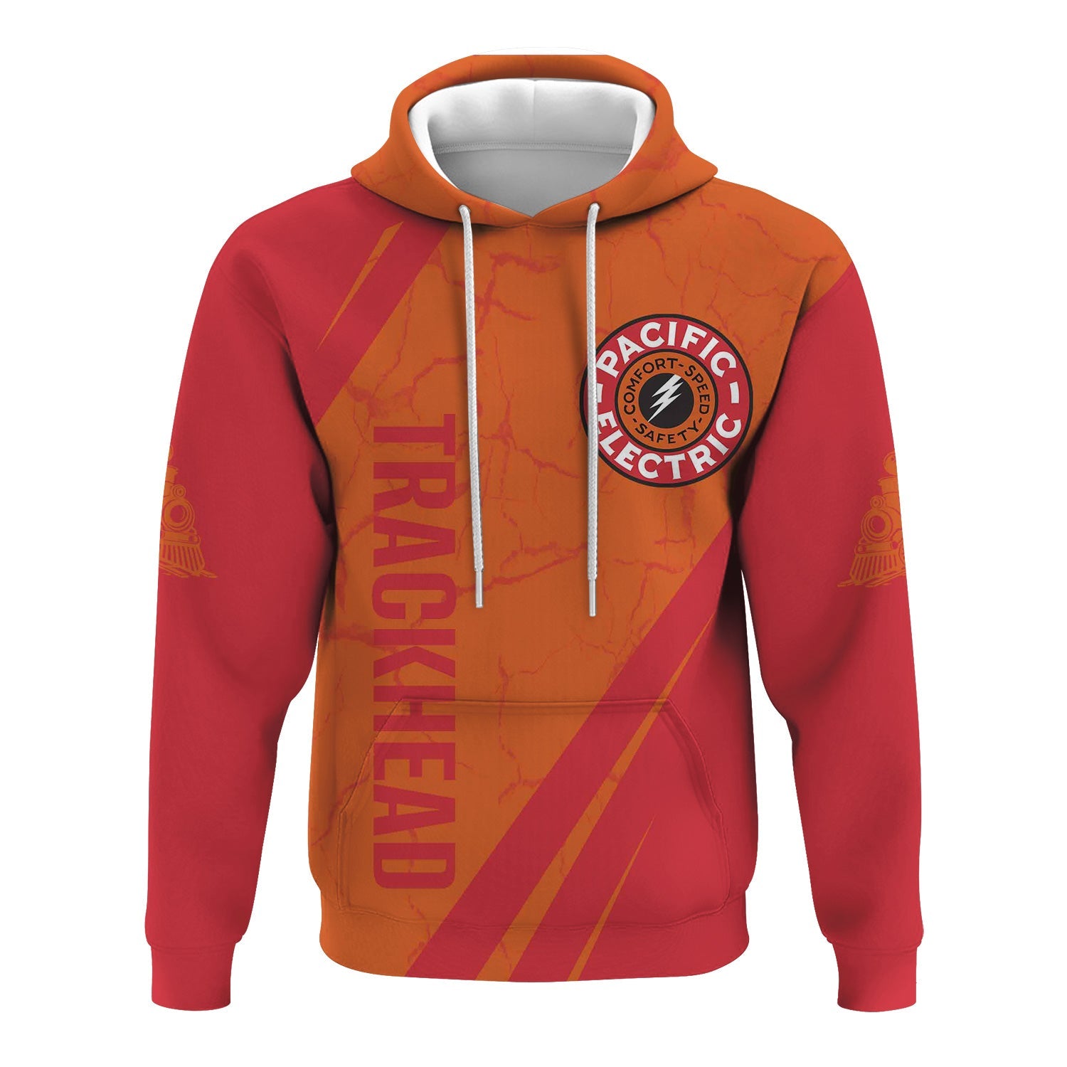 Railspirit Personalized Pacific Electric Railroad Hoodie Crackle Texture Style Train Zip Up Hoodie For Trackhead