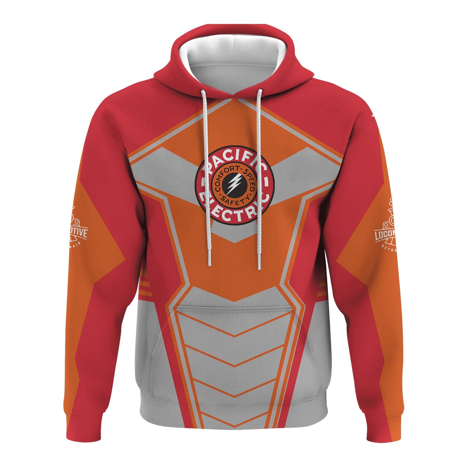 Railspirit Personalized Pacific Electric Railroad Hoodie Engine-Inspired Style Train Zip Up Hoodie for Railroad Fanatic