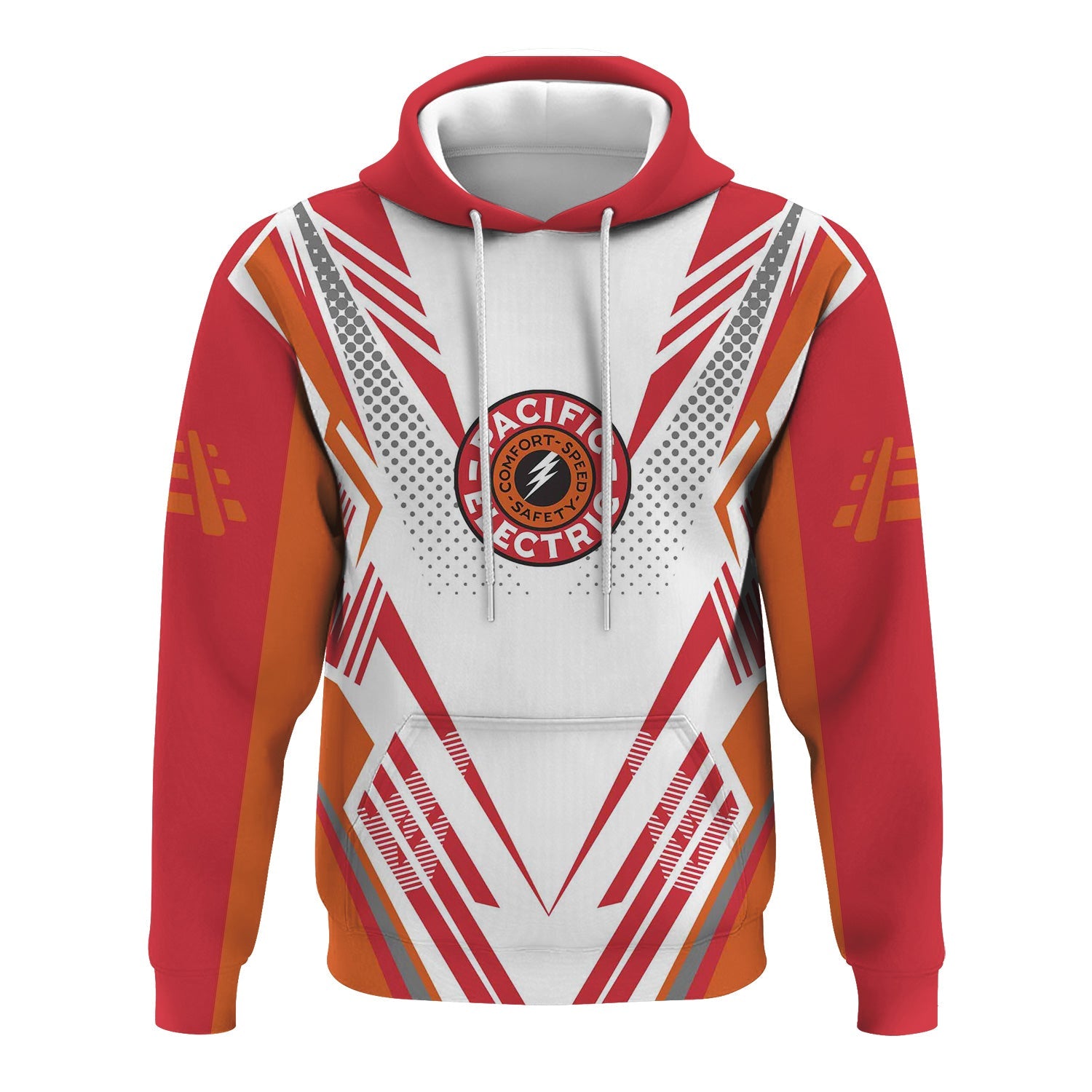 Railspirit Personalized Pacific Electric Railroad Hoodie Railroad Tribute Design Train Zip Up Hoodie for Train Lovers