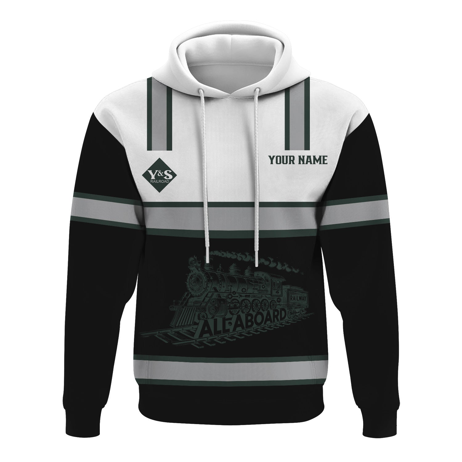Railspirit Custom Name Youngstown & Southern Railroad Hoodie Eat Train Sleep Repeat Printed Train Zip Hoodie