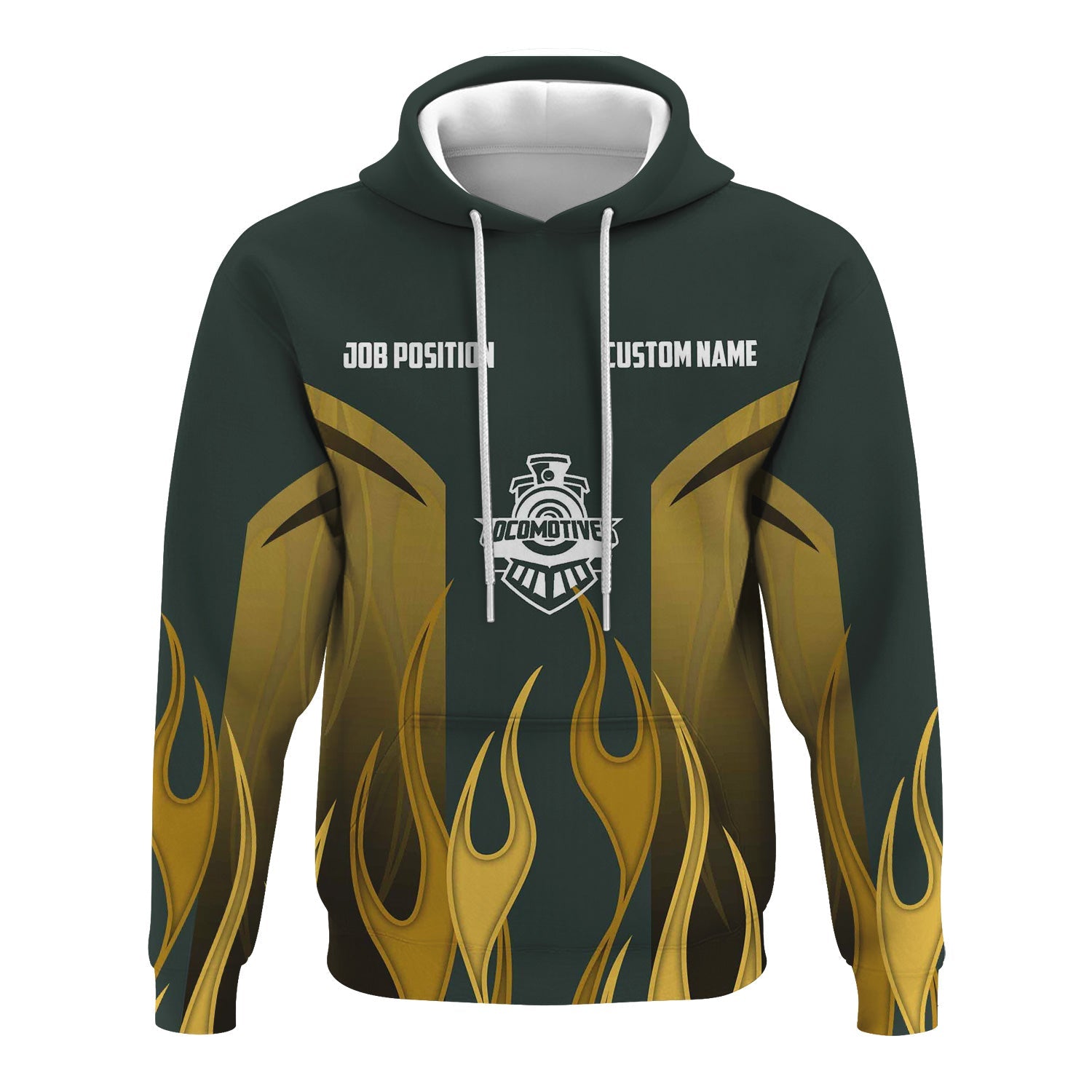 Railspirit Custom Name and Job Title Youngstown & Southern Railroad Hoodie Flame Graphic Train Zip Up Hoodie