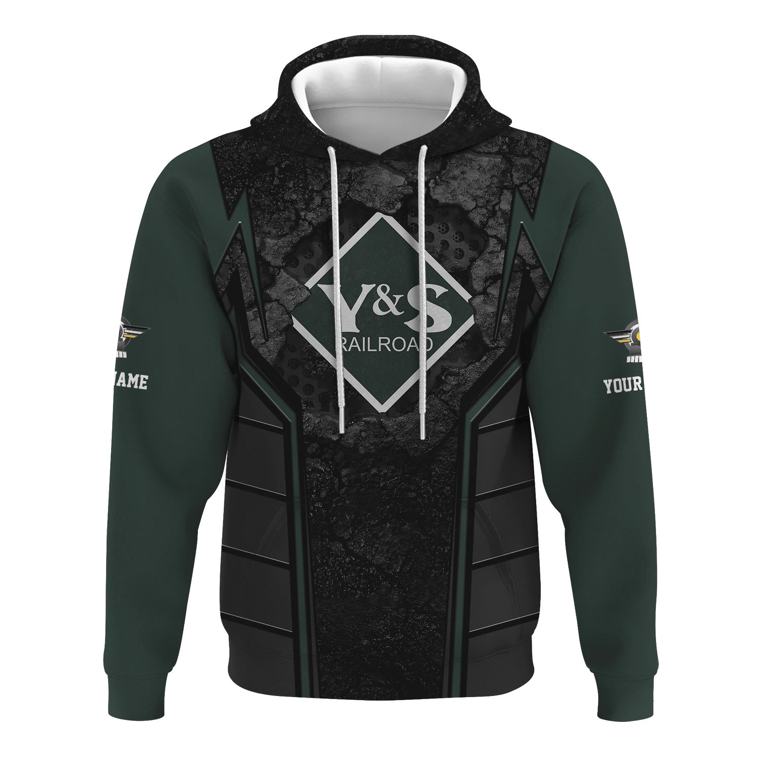 Railspirit Personalized Youngstown & Southern Railroad Hoodie Cracked Metal Design Train Zip Up Hoodie for Rail Enthusiasts