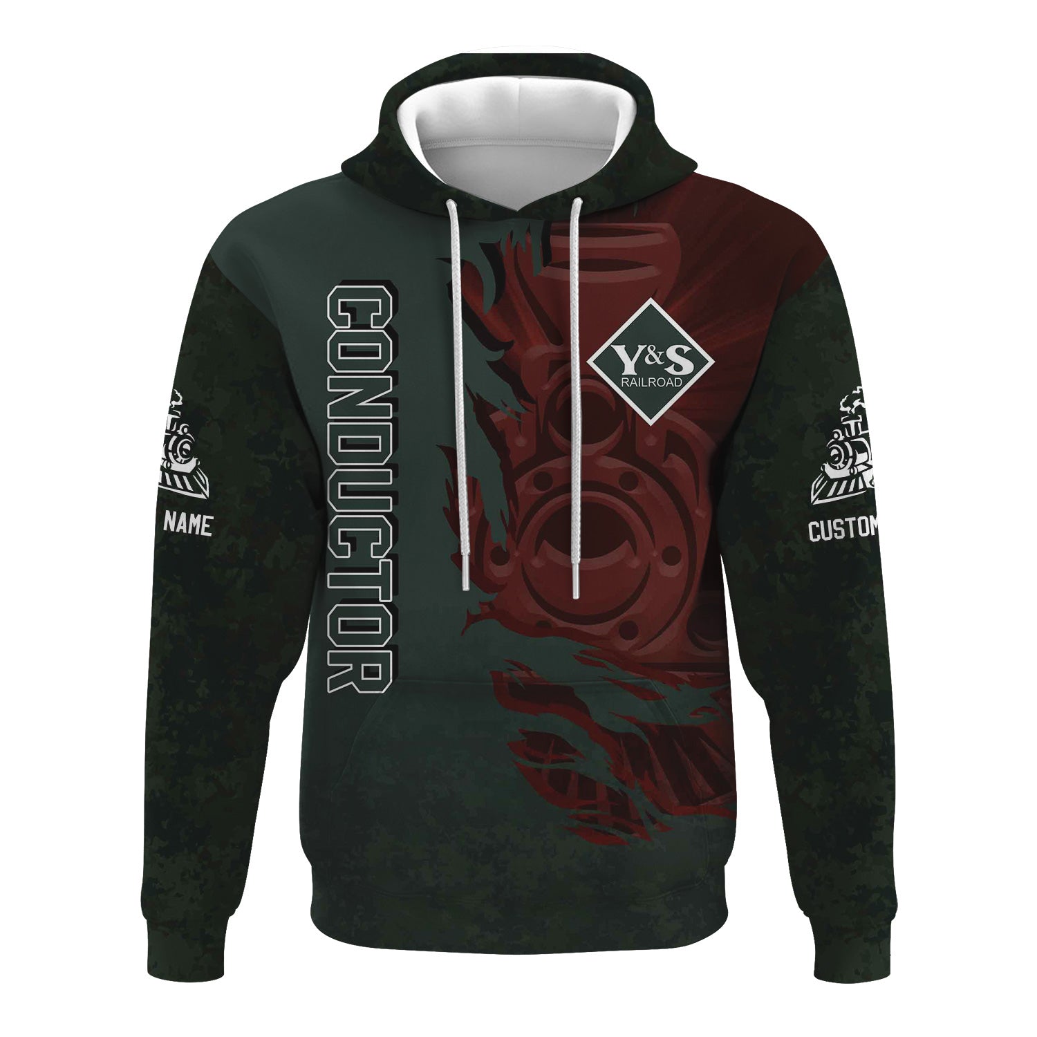 Railspirit Personalized Youngstown & Southern Railroad Hoodie Blazing Style with Custom Position Train Zip Up Hoodie