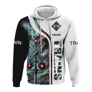 Railspirit Custom Name Youngstown & Southern Railroad Hoodie Railroad Crossing Sign Printed Zip Hoodie