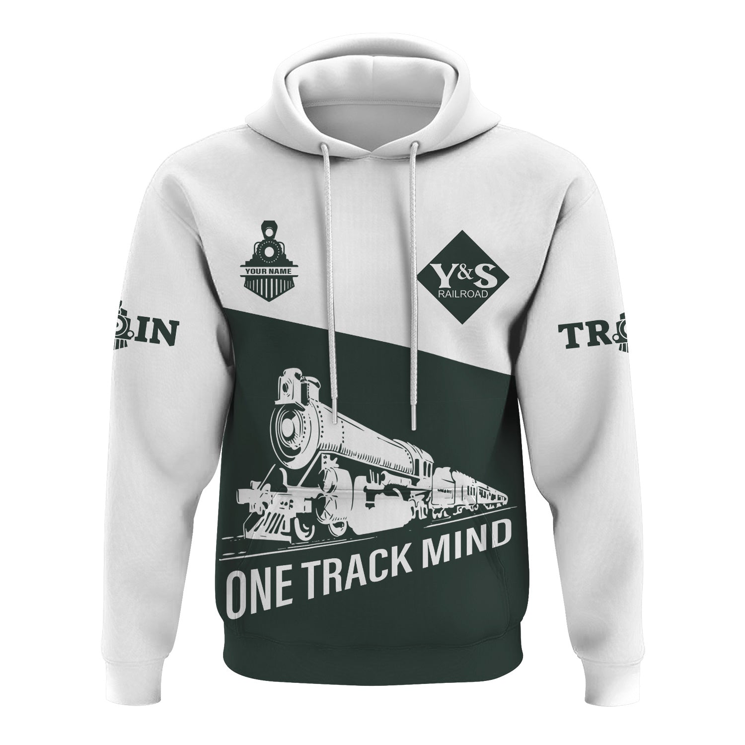 Railspirit Custom Name Youngstown & Southern Railroad Hoodie One Track Mind Printed Zip Hoodie