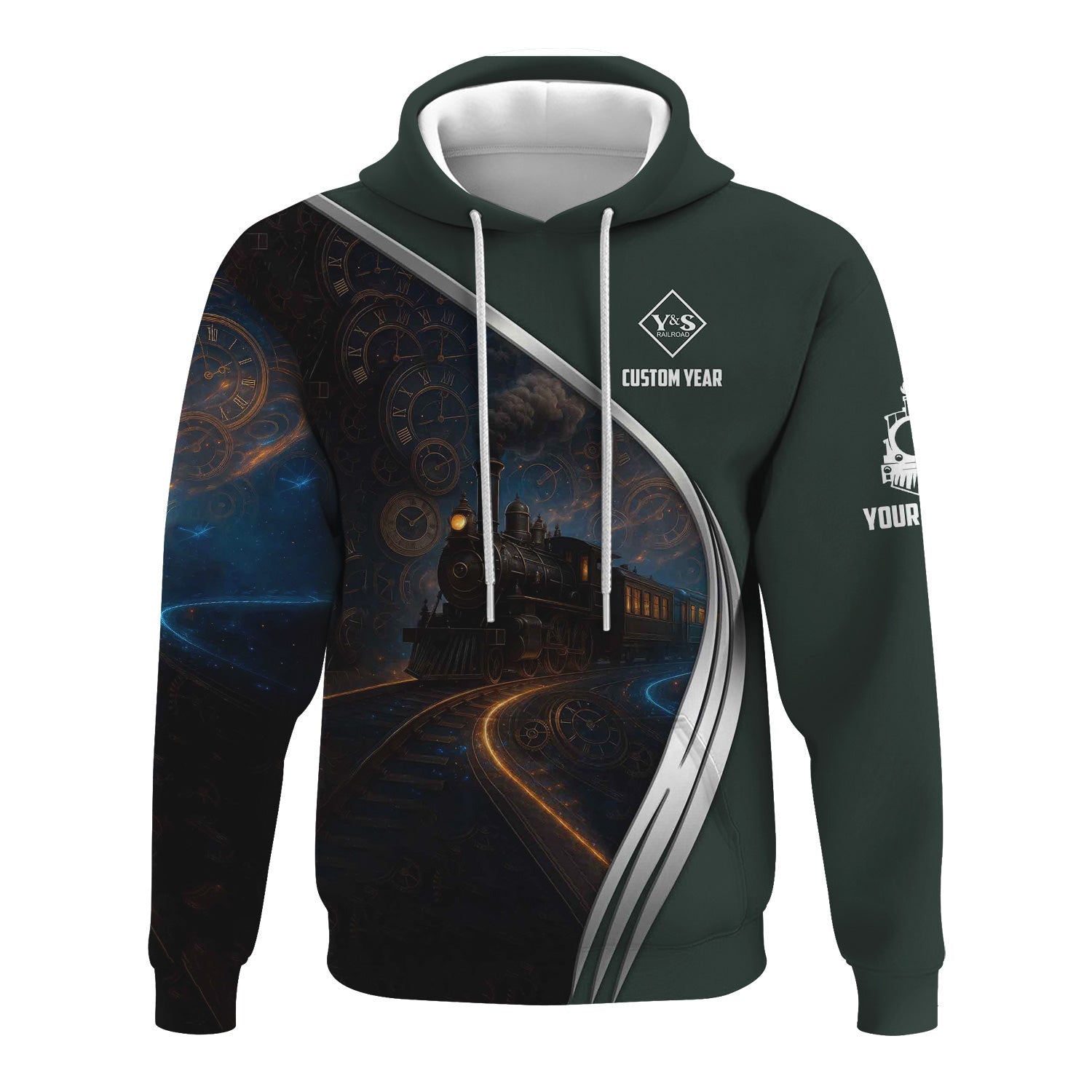 Railspirit Personalized Youngstown & Southern Railroad Hoodie Steampunk Locomotive with Custom Year Train Zip Up Hoodie