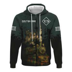 Railspirit Personalized Youngstown & Southern Railroad Hoodie Vintage Train Art Style Zip Up Hoodie For Locomotive Fans
