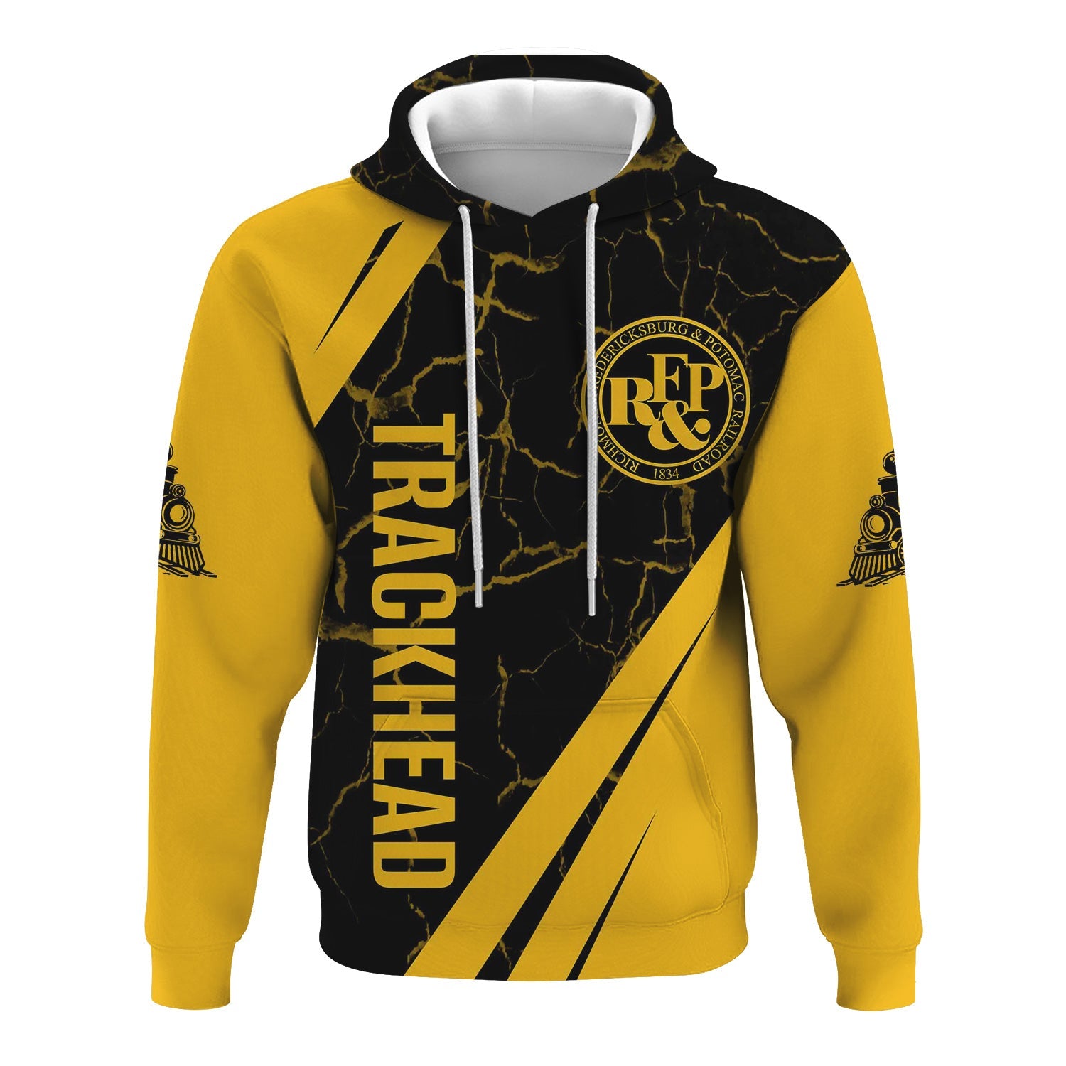 Railspirit Personalized Richmond, Fredericksburg And Potomac Railroad Hoodie Crackle Texture Style Train Zip Up Hoodie For Trackhead
