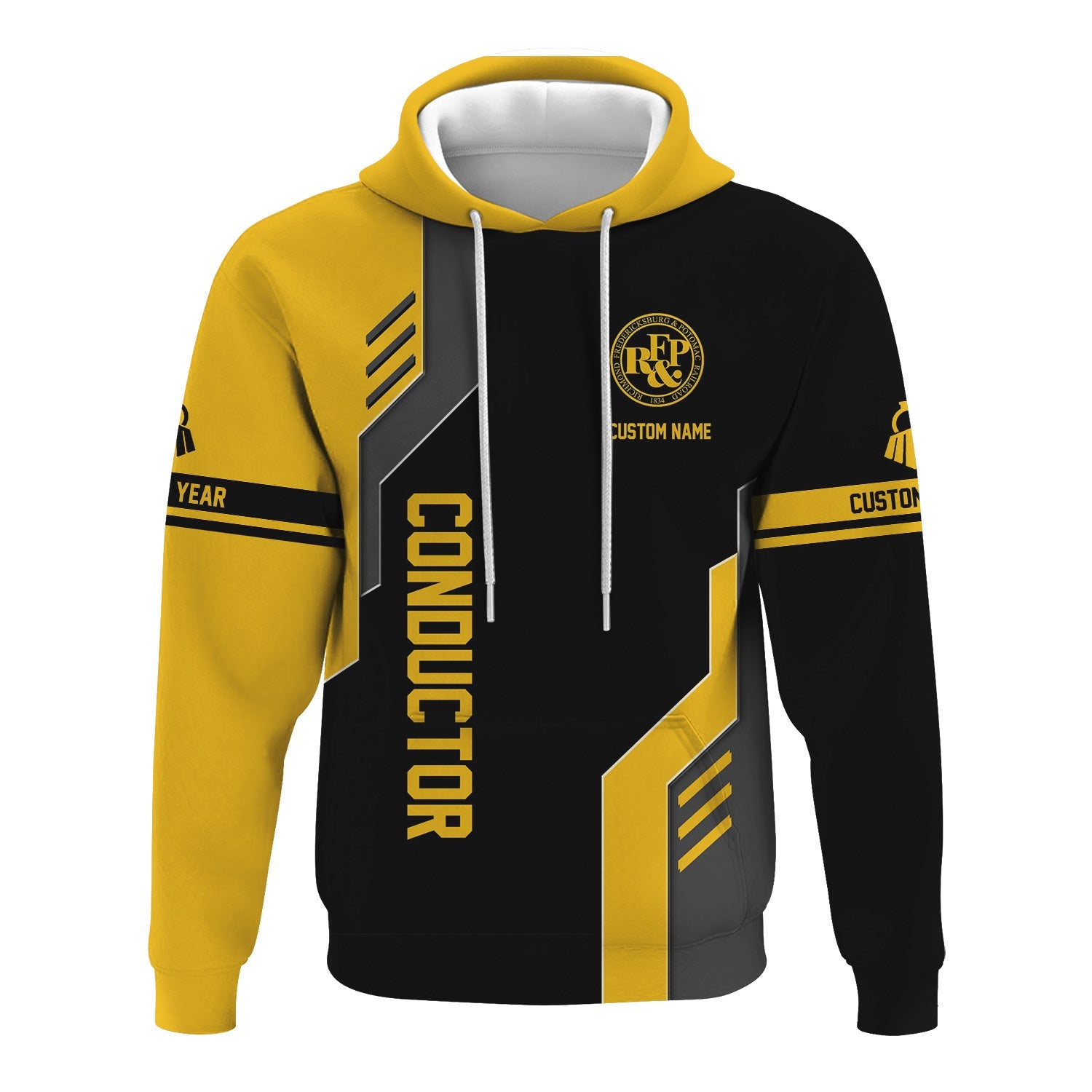 Railspirit Personalized Richmond, Fredericksburg And Potomac Railroad Hoodie Unique Railway Style with Custom Job Train Zip Up Hoodie