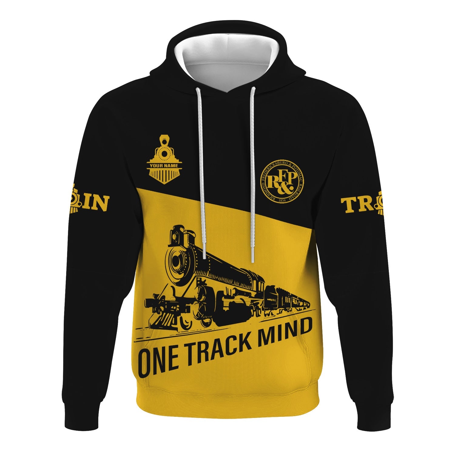 Railspirit Custom Name Richmond, Fredericksburg And Potomac Railroad Hoodie One Track Mind Printed Zip Hoodie