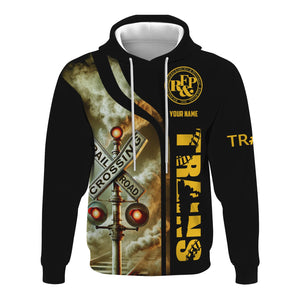 Railspirit Custom Name Richmond, Fredericksburg And Potomac Railroad Hoodie Railroad Crossing Sign Printed Zip Hoodie