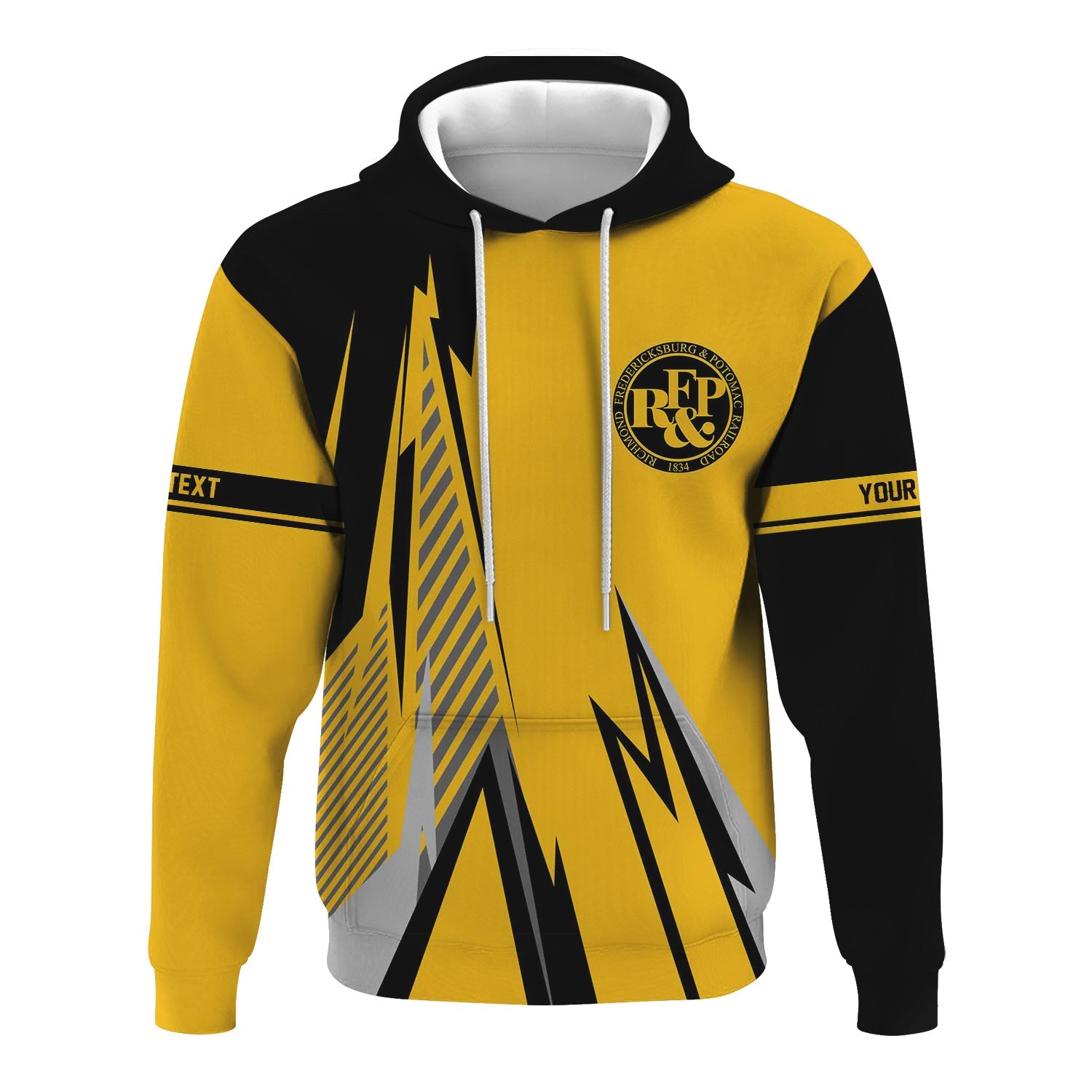 Railspirit Personalized Richmond, Fredericksburg And Potomac Railroad Hoodie Lightning-Inspired Railway Style Zip Up Hoodie For Train Lovers