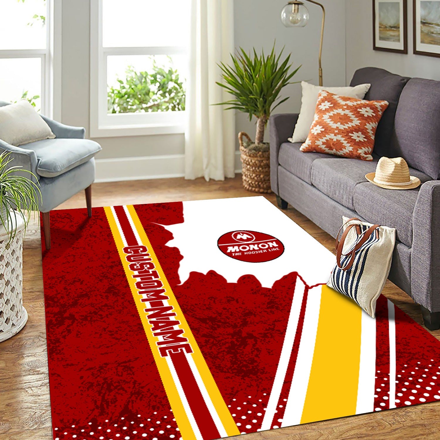 Railspirit Personalized Monon Railroad Area Rug Vintage All Over Printed Rug