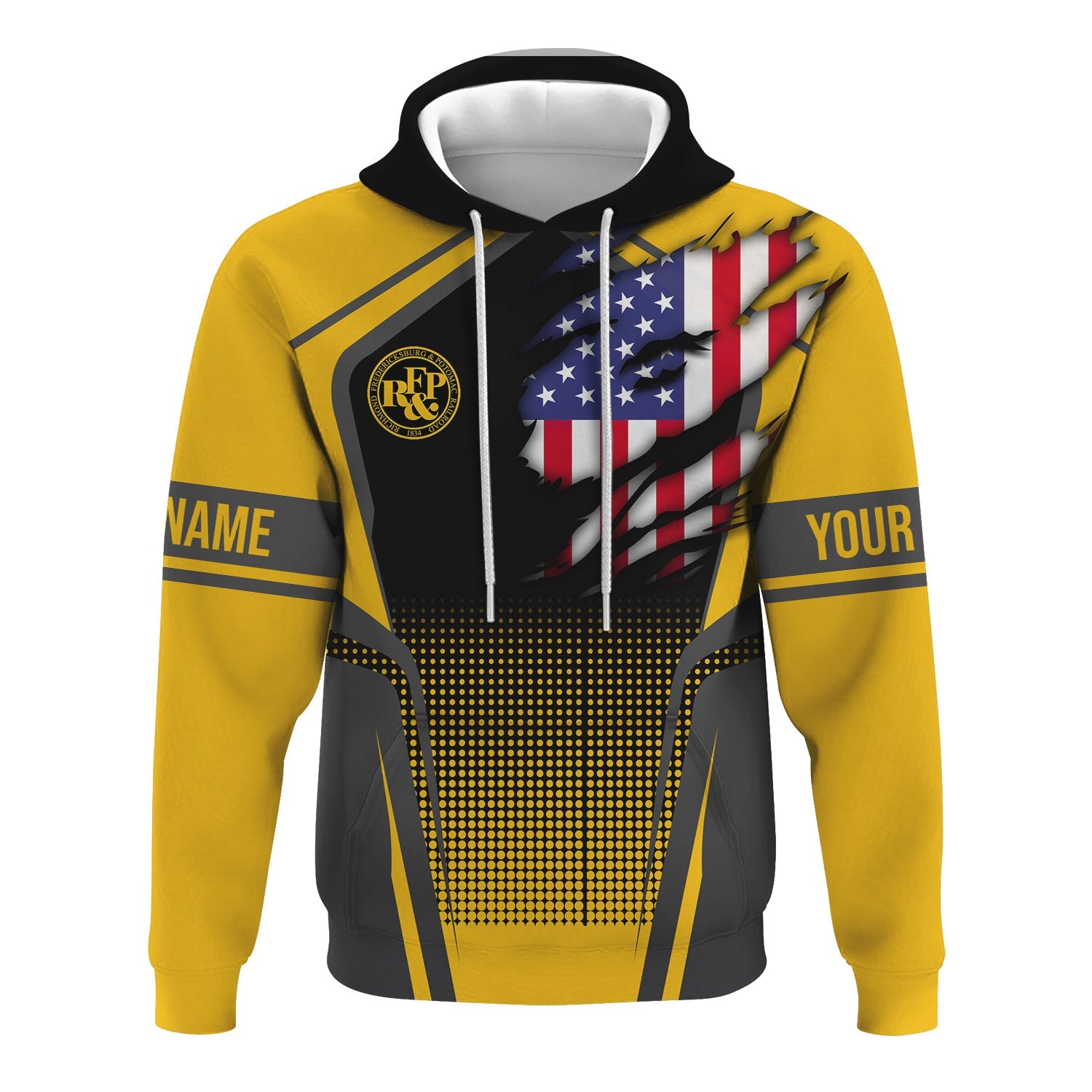 Railspirit Personalized Richmond, Fredericksburg And Potomac Railroad Hoodie American Eagle Vintage Train Zip Up Hoodie