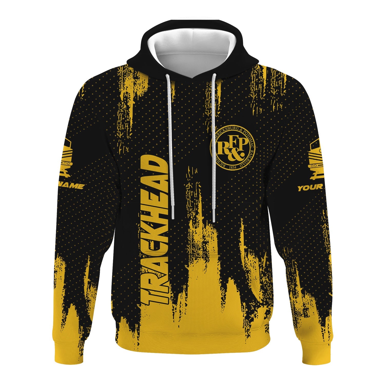 Railspirit Personalized Richmond, Fredericksburg And Potomac Railroad Hoodie Paint Impact Design Train Zip Up Hoodie for Trackhead